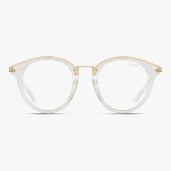 Quay Australia Women's Gotta Run Round Blue Light Blocking Glasses, Clear & Gold - Picture 12 of 13